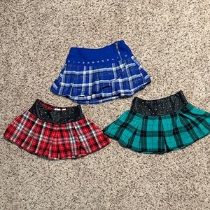 Justice size 7 bundle of 3 plaid skirts green blue and red